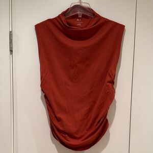 Anthropologie Maeve Mock-Neck Muscle Tee light red Terracotta